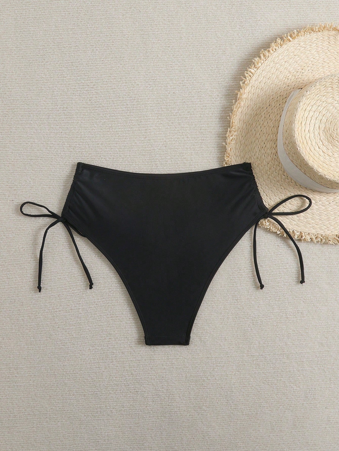 Swim Basics Solid Color Drawstring Waist Bottoms, Suitable For Beach, Summer