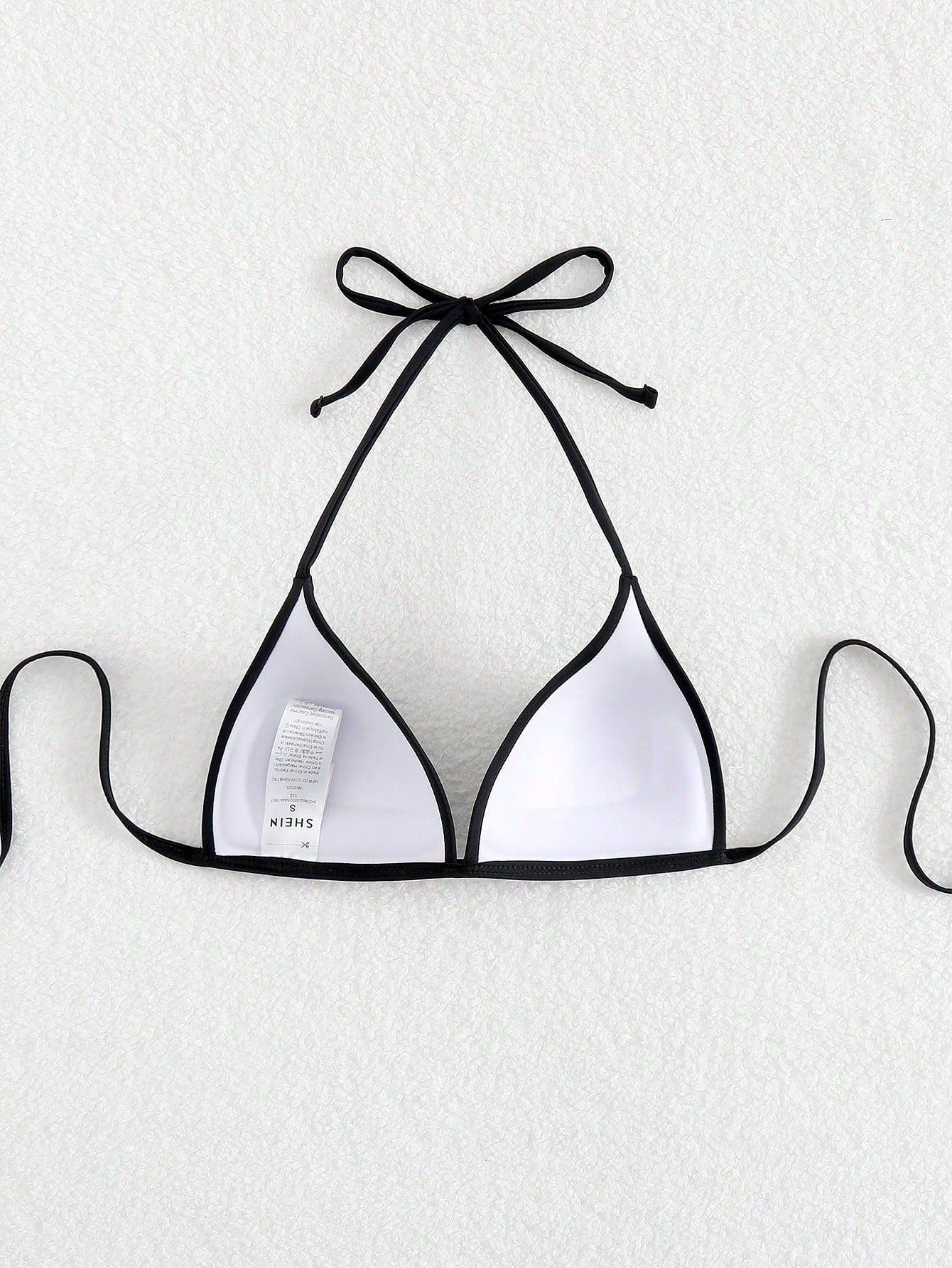 Swim Basics Solid Color Halter Backless Tie Bikini Top