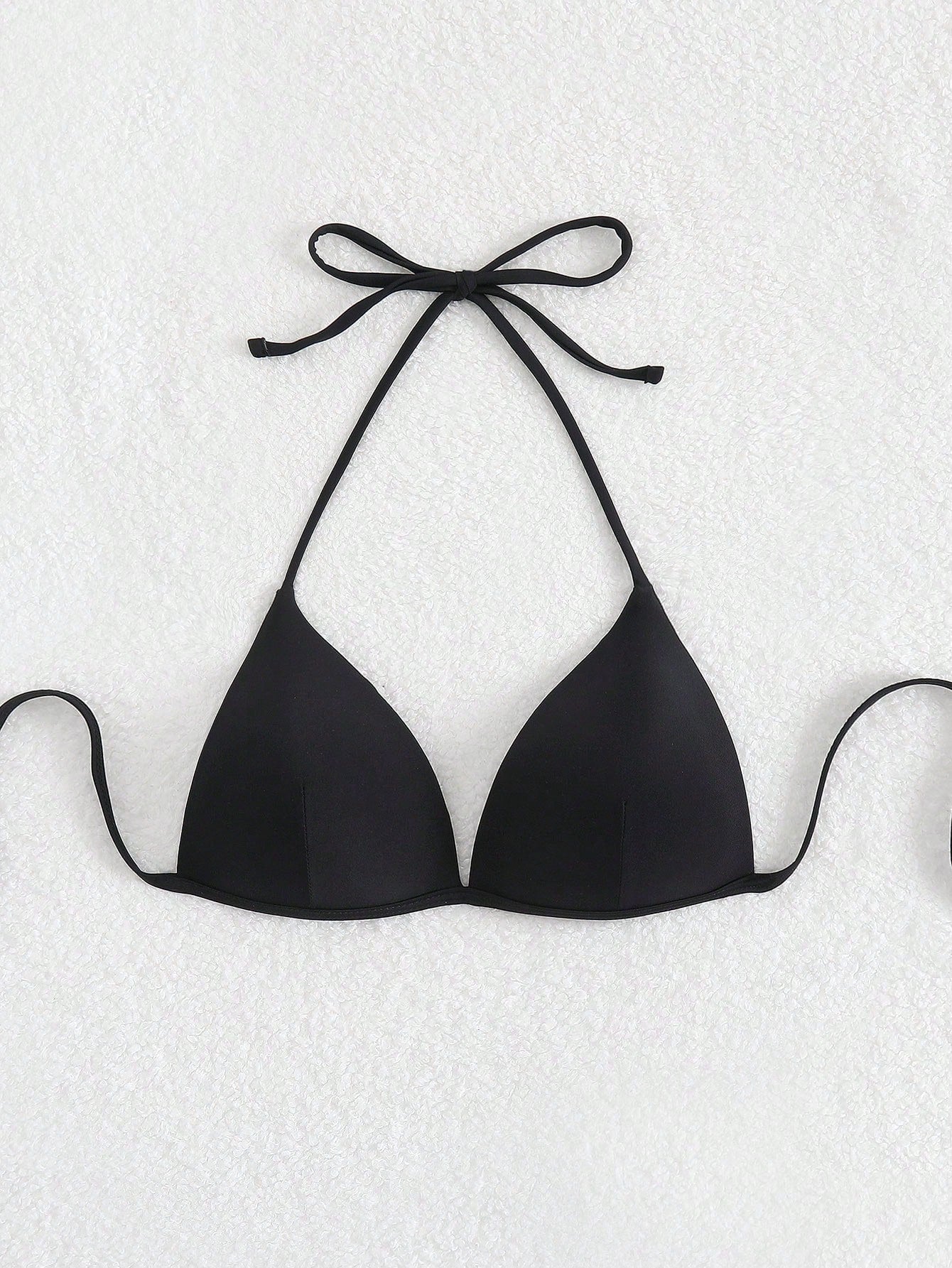 Swim Basics Solid Color Halter Backless Tie Bikini Top