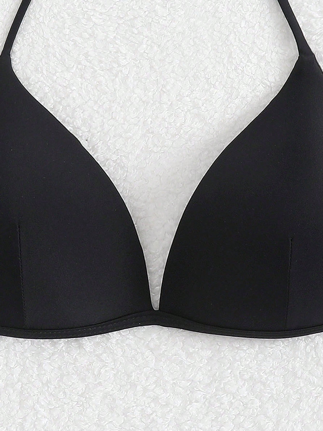 Swim Basics Solid Color Halter Backless Tie Bikini Top