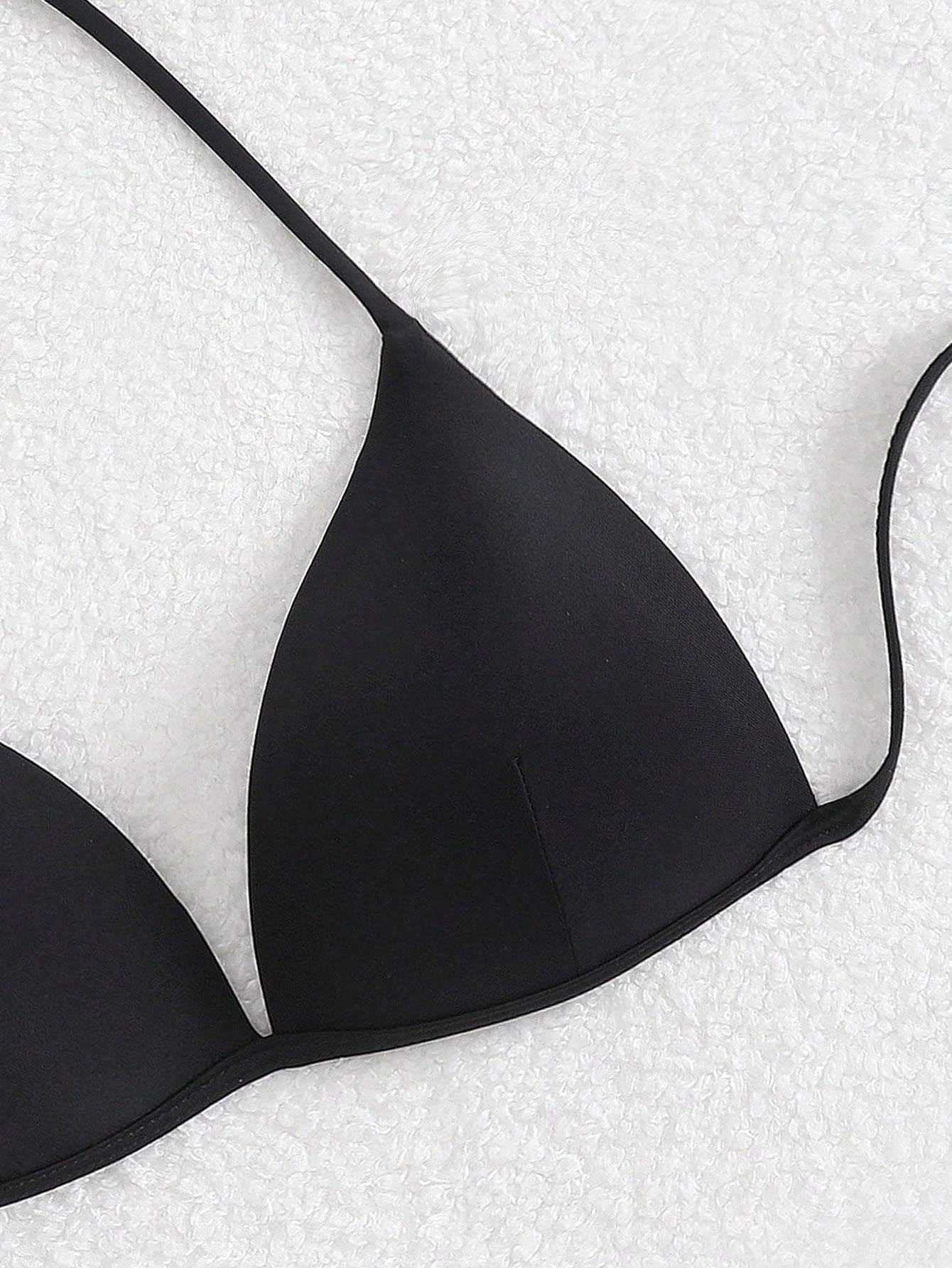 Swim Basics Solid Color Halter Backless Tie Bikini Top