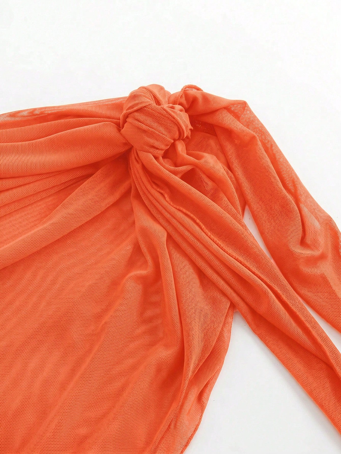Swim Basics Solid Color Ruched Asymmetric Hem Tie-Front Skirt Romper Beach Vacation Burnt Orange Summer Casual Vacation
