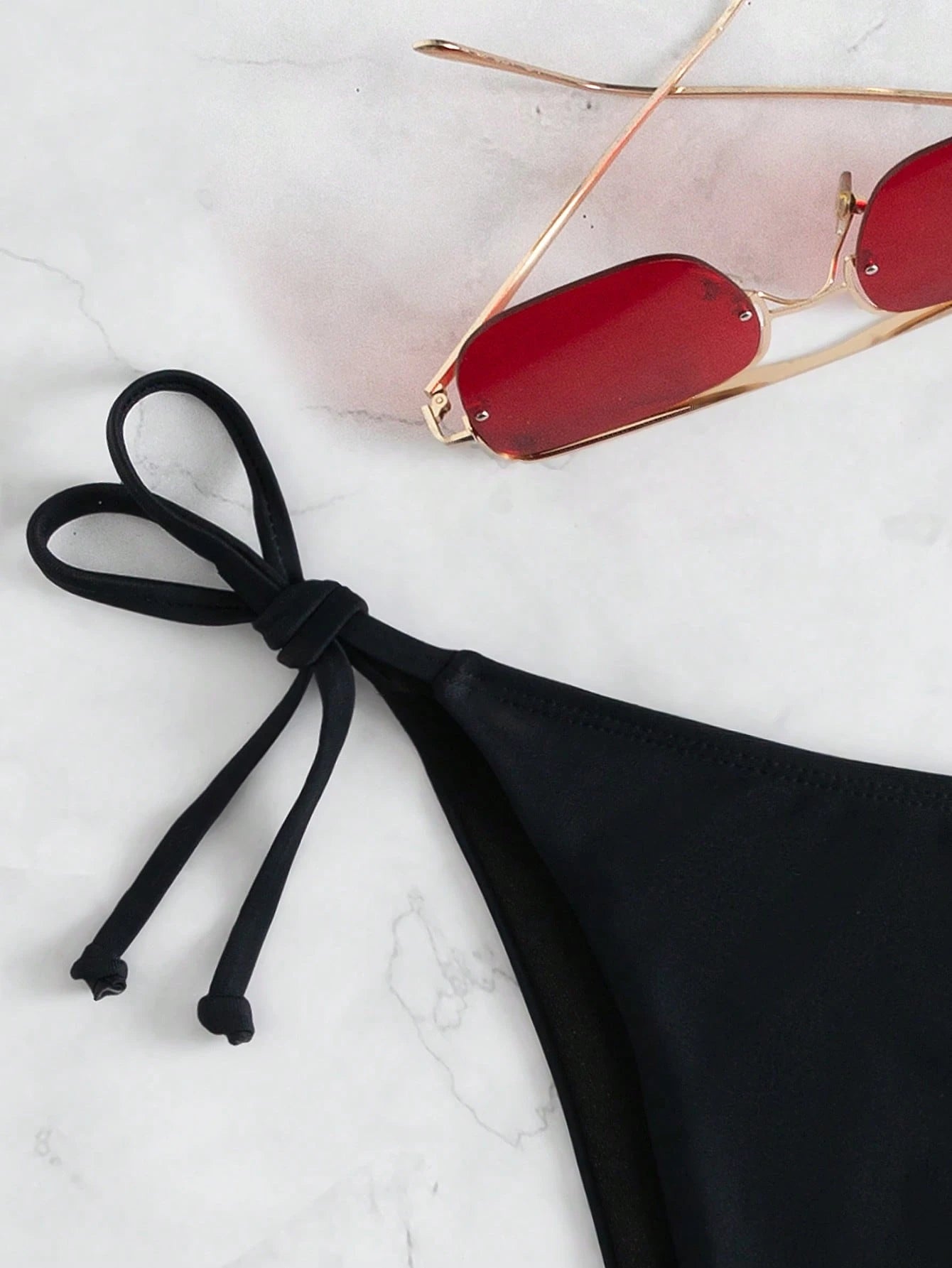Swim Basics Solid Color Tie-Up Bikini Bottom For Beach/Vacation