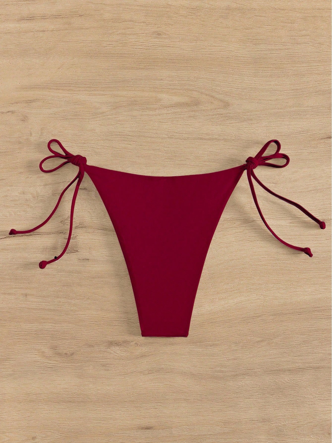 Swim Basics Solid Color Tie-Up Bikini Bottom For Beach/Vacation
