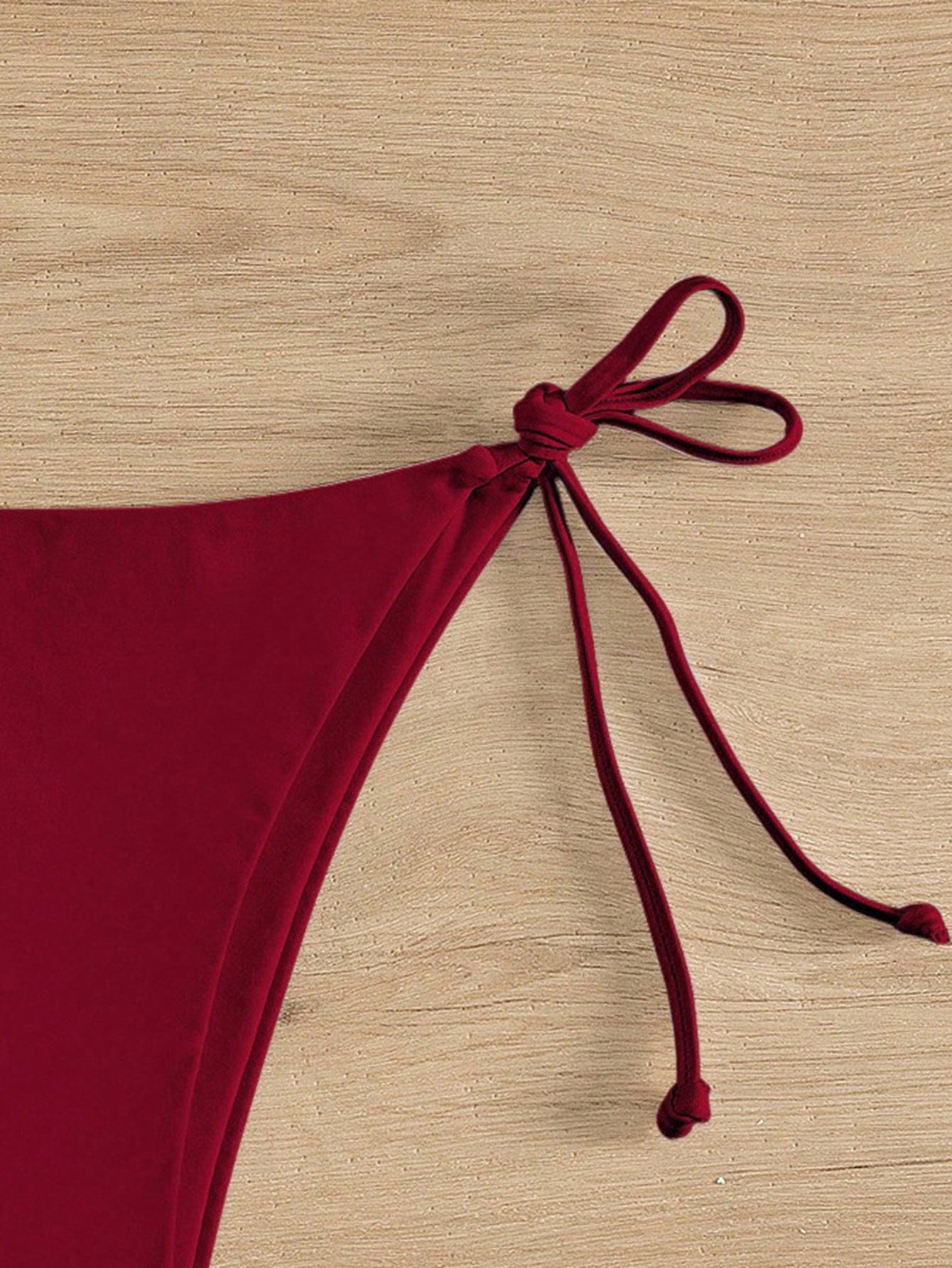 Swim Basics Solid Color Tie-Up Bikini Bottom For Beach/Vacation