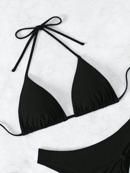 Swim Basics Summer Beach 3pcs/Set Women's Plain Bikini Set