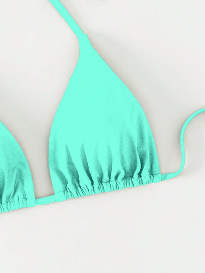 Swim Basics Summer Beach Halter Triangle Bikini Top