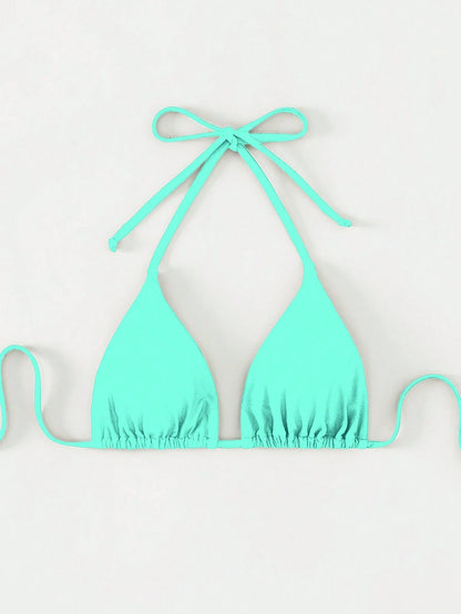 Swim Basics Summer Beach Halter Triangle Bikini Top