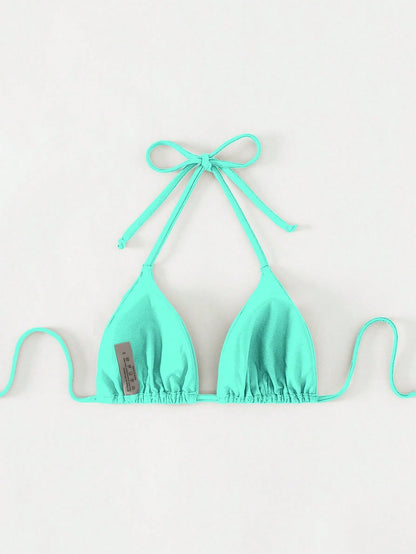 Swim Basics Summer Beach Halter Triangle Bikini Top