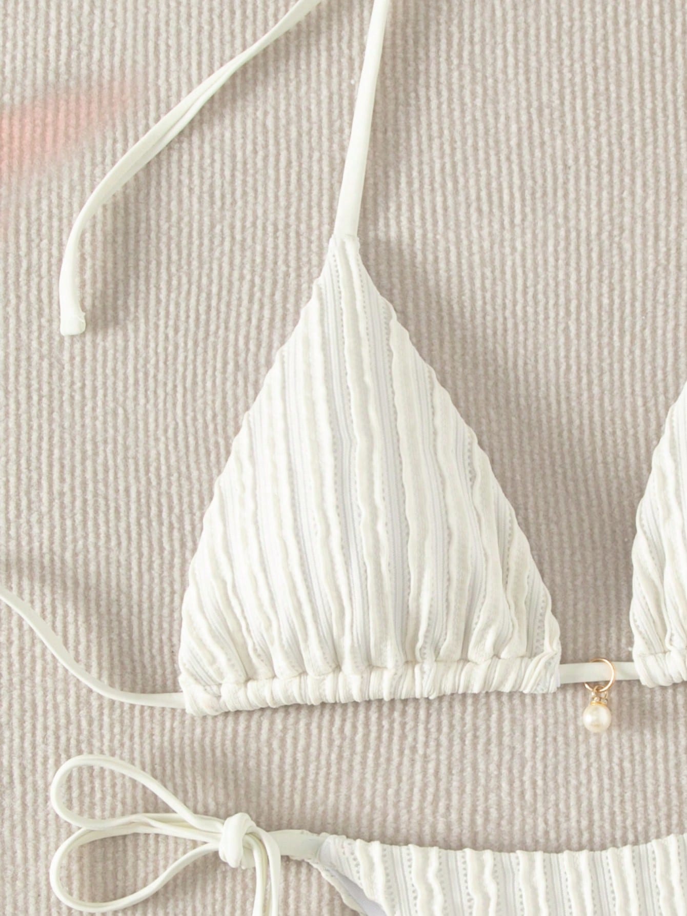 Swim Basics Summer Beach Halter Triangle Tie Side Bikini Set