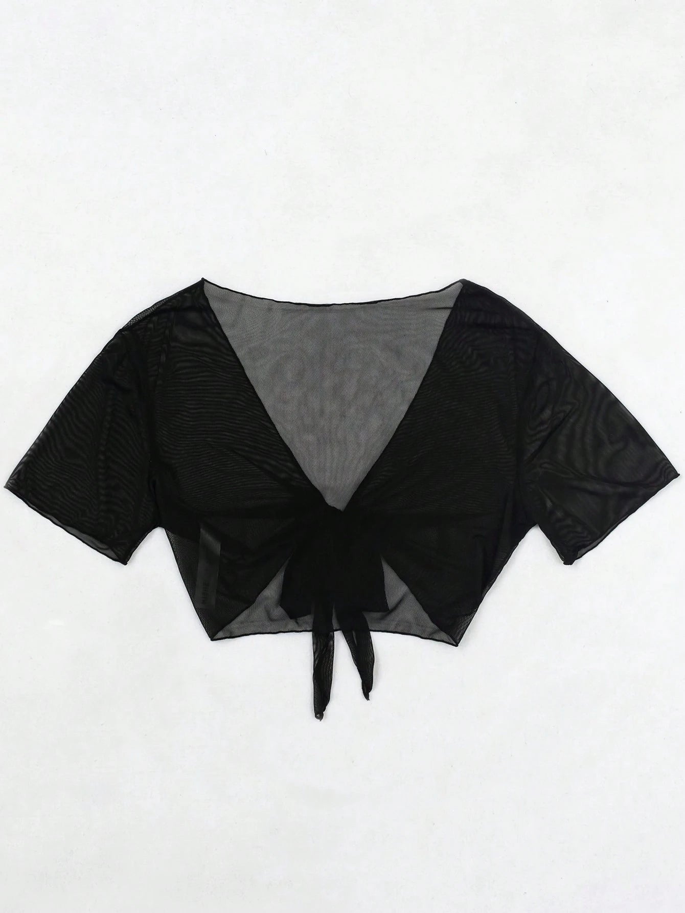 Swim Basics Summer Beach Knot Front Mesh Kimono