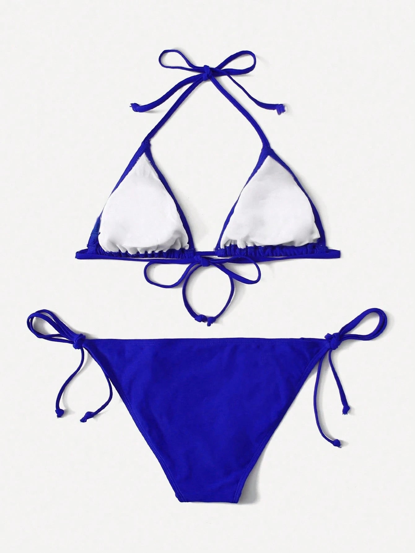 Swim Basics Summer Beach Mono Bikini Set Halter Triangle Bra & Tie Side Bottom 2 Pieces Bikini