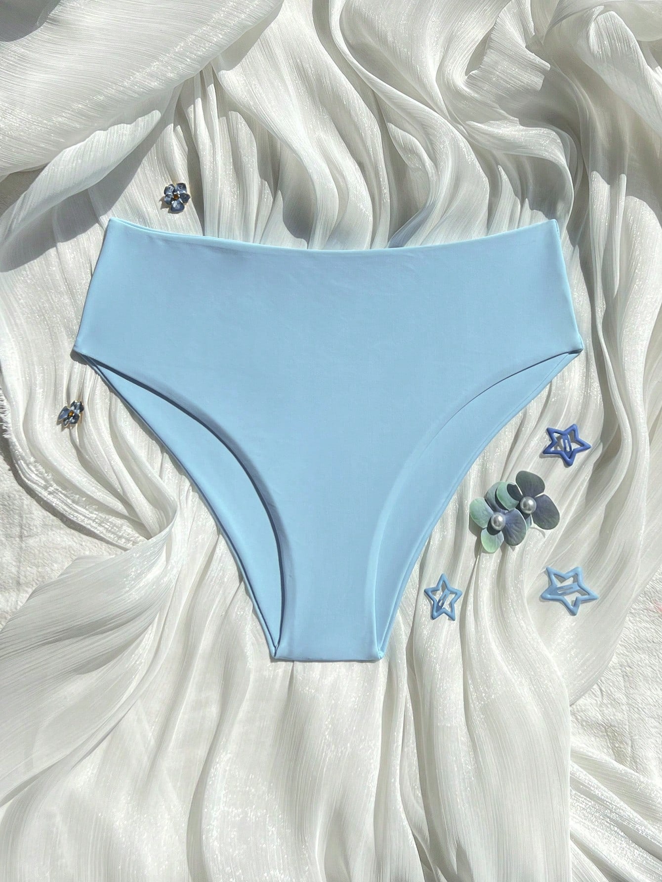 Swim Basics Summer Beach Plain High Waisted Bikini Panty