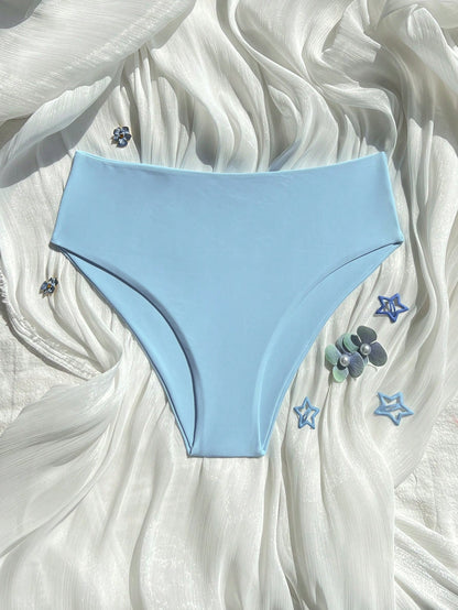 Swim Basics Summer Beach Plain High Waisted Bikini Panty