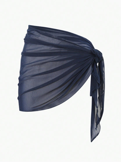 Swim Basics Summer Beach Plain Knot Side Beach Skirt