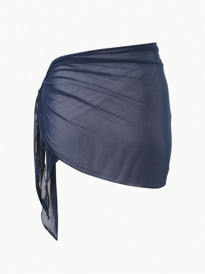Swim Basics Summer Beach Plain Knot Side Beach Skirt