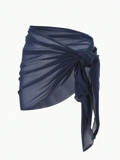 Swim Basics Summer Beach Plain Knot Side Beach Skirt