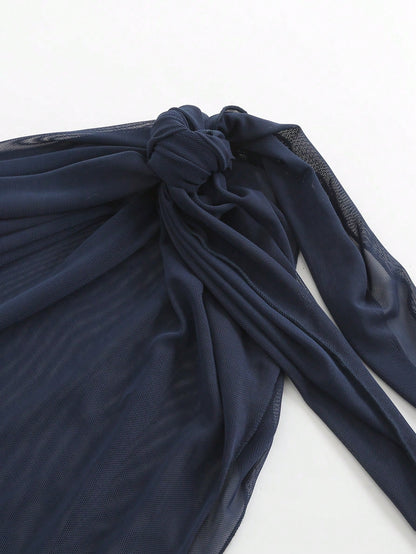 Swim Basics Summer Beach Plain Knot Side Beach Skirt