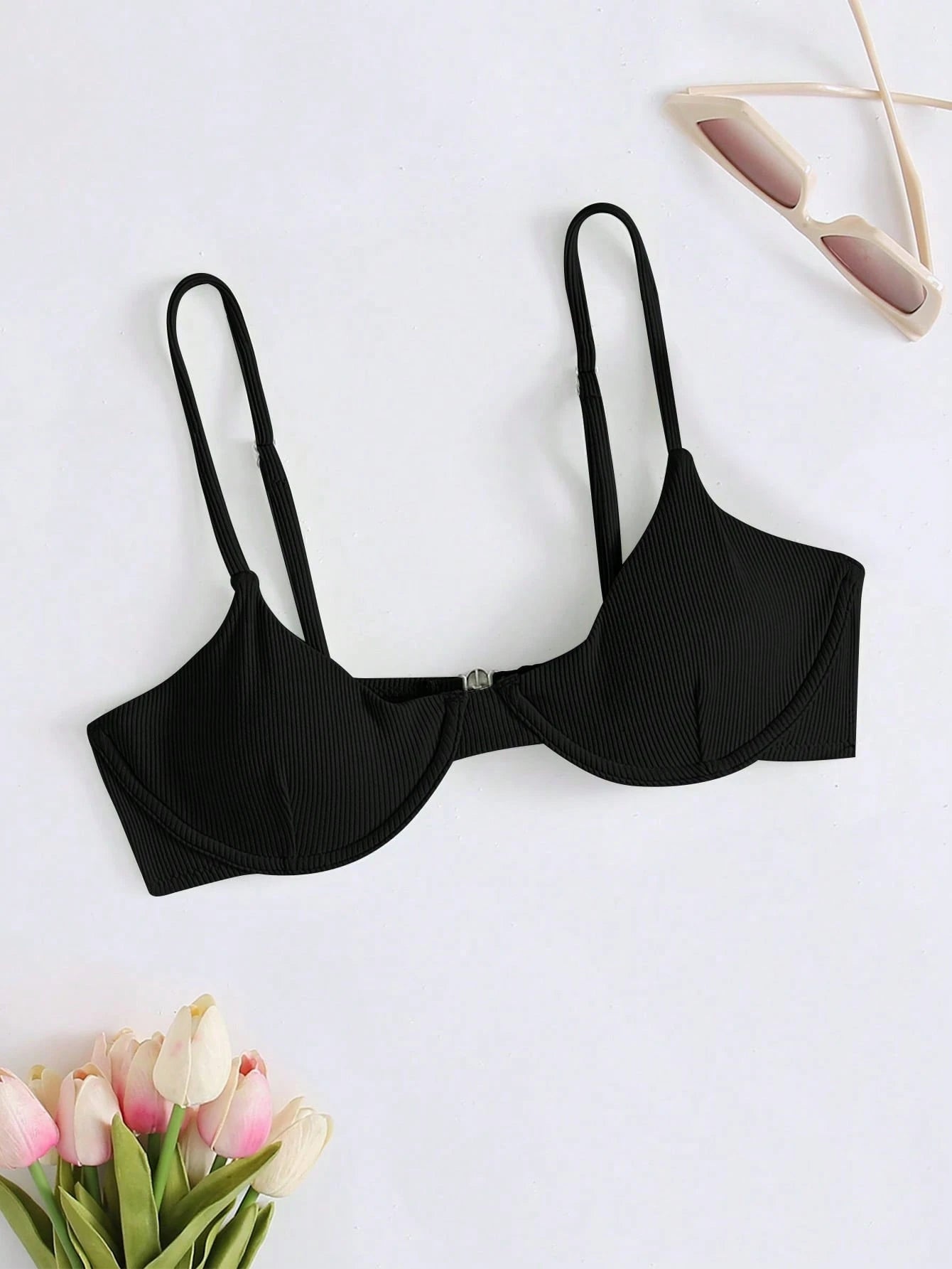 Swim Basics Summer Beach Rib Underwire Bikini Top