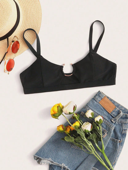 Swim Basics Summer Beach Ring Linked Bikini Top
