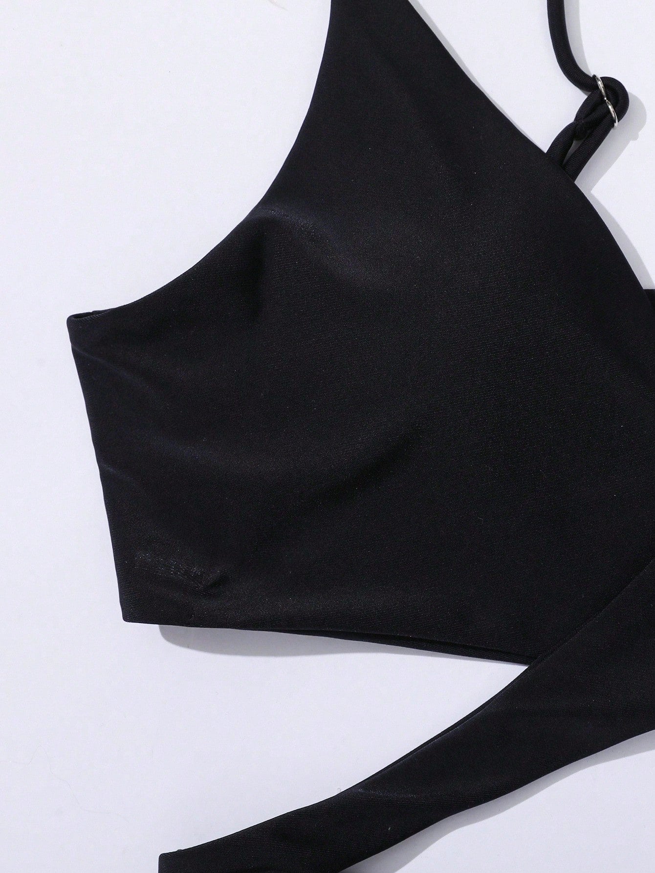 Swim Basics Summer Beach Solid Bikini Set Crisscross Tie Back Bra & Overlap High Waisted Bottom 2 Piece Bathing Suit