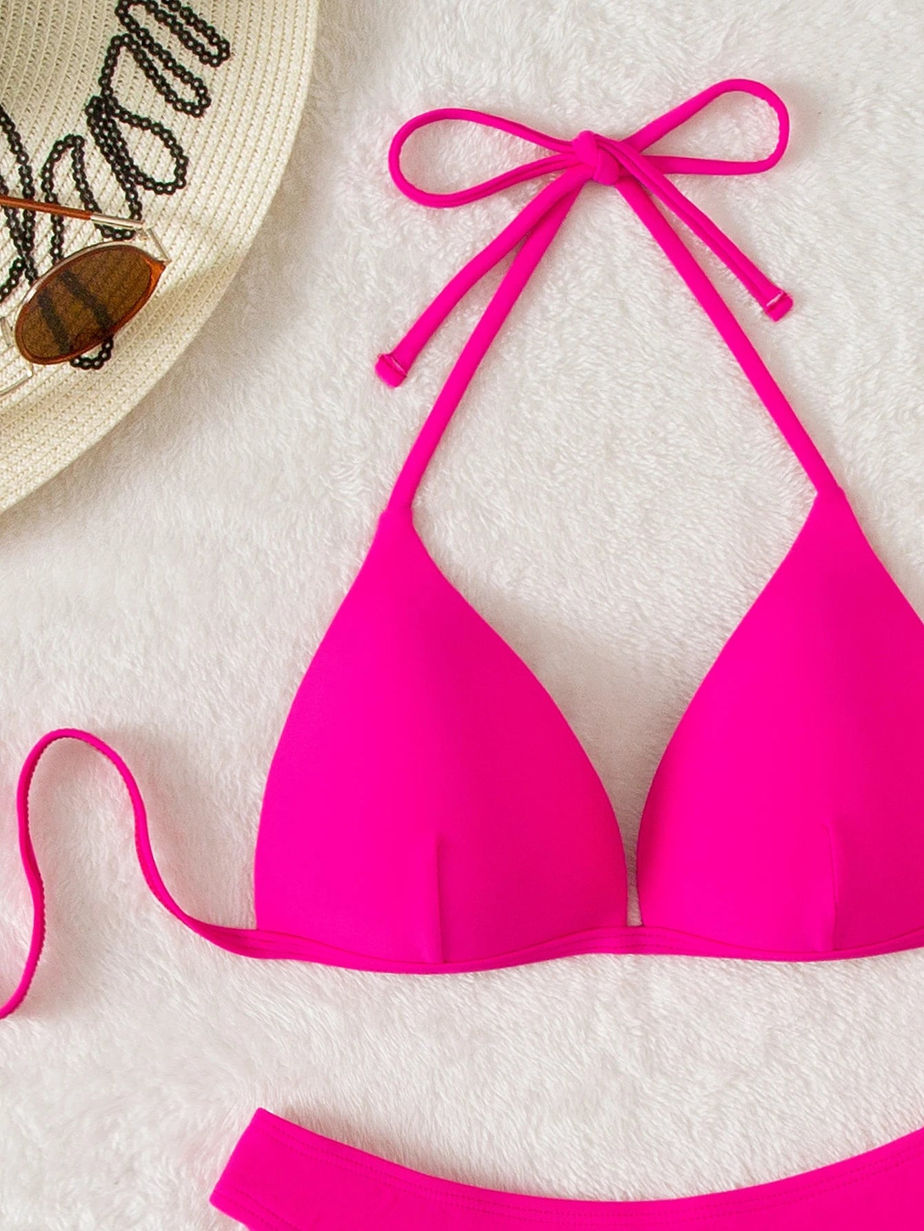 Swim Basics Summer Beach Solid Bikini Set Push Up Top & Bikini Bottom 2 Pieces Bathing Suit, Vacation Bikini