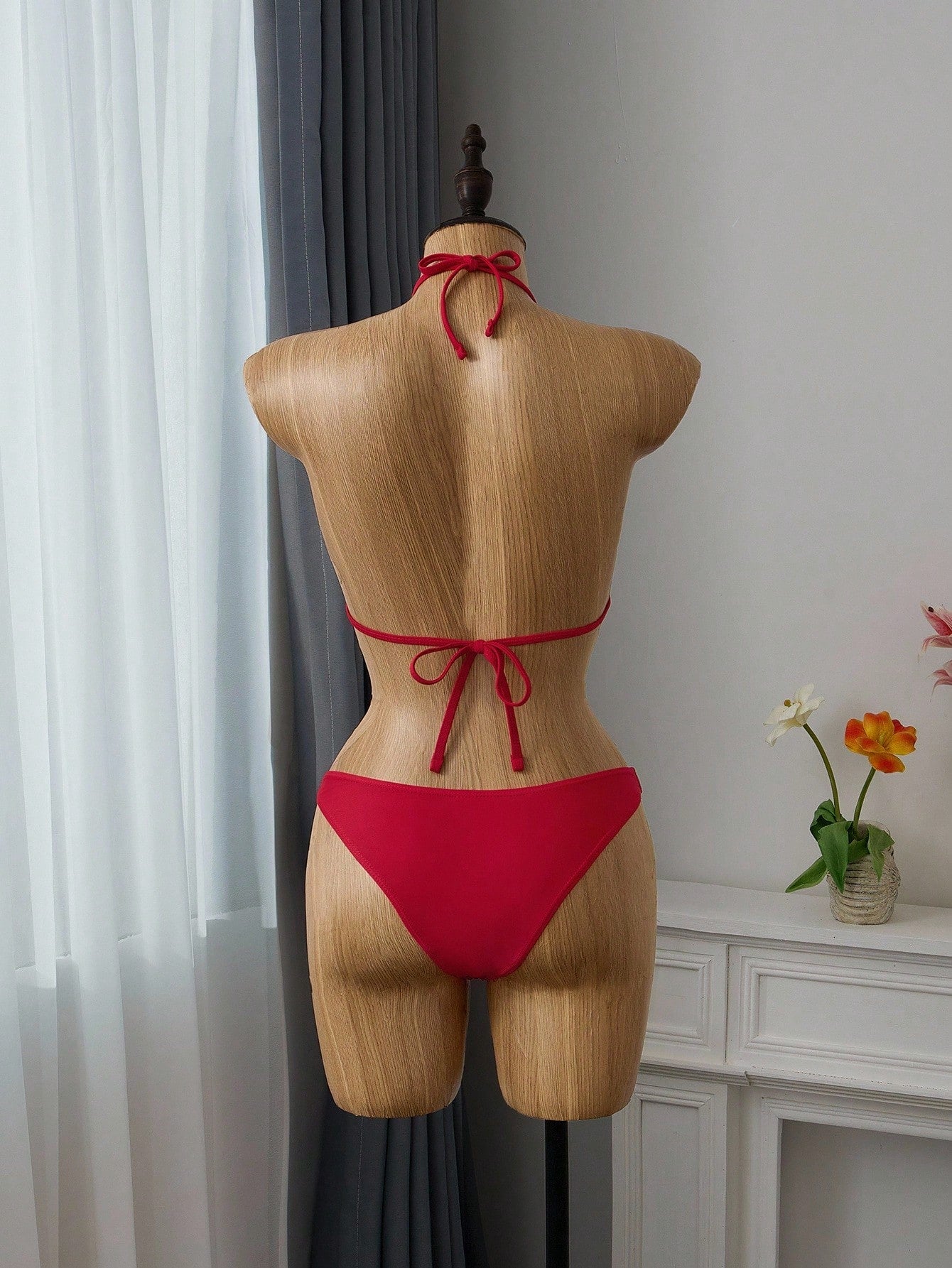 Swim Basics Summer Beach Solid Bikini Set Push Up Top & Bikini Bottom 2 Pieces Bathing Suit, Vacation Bikini