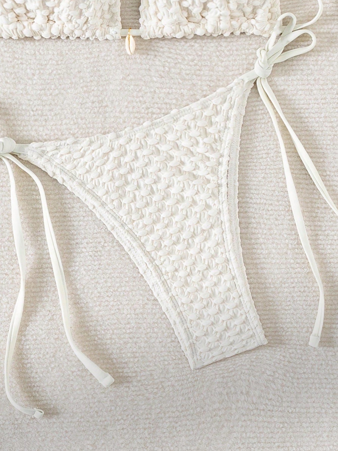 Swim Basics Summer Beach Solid Color Textured Separated Bikini Set Wedding