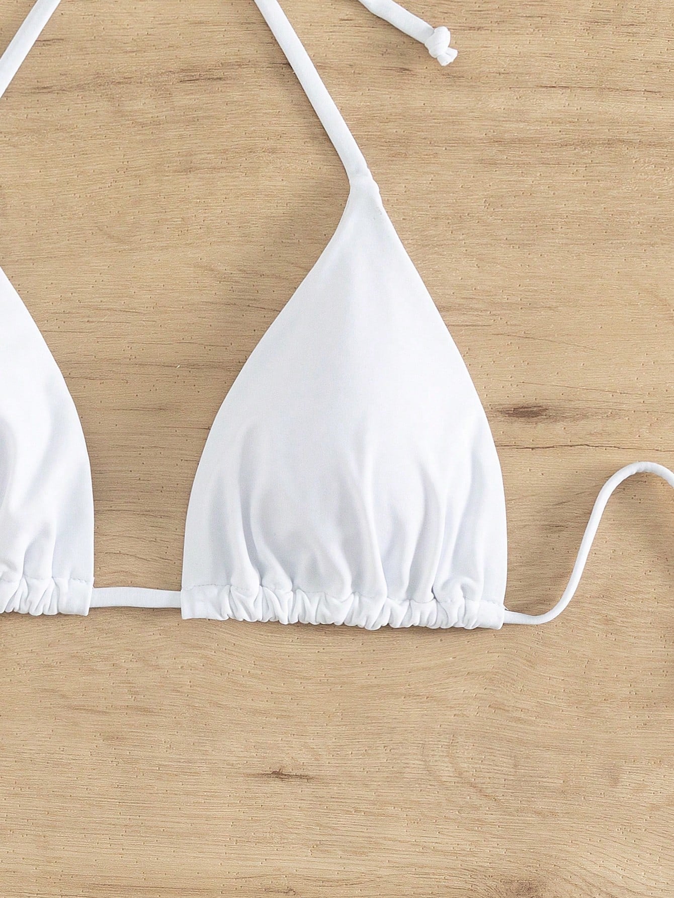Swim Basics Summer Beach Solid Halter Triangle Bikini Top