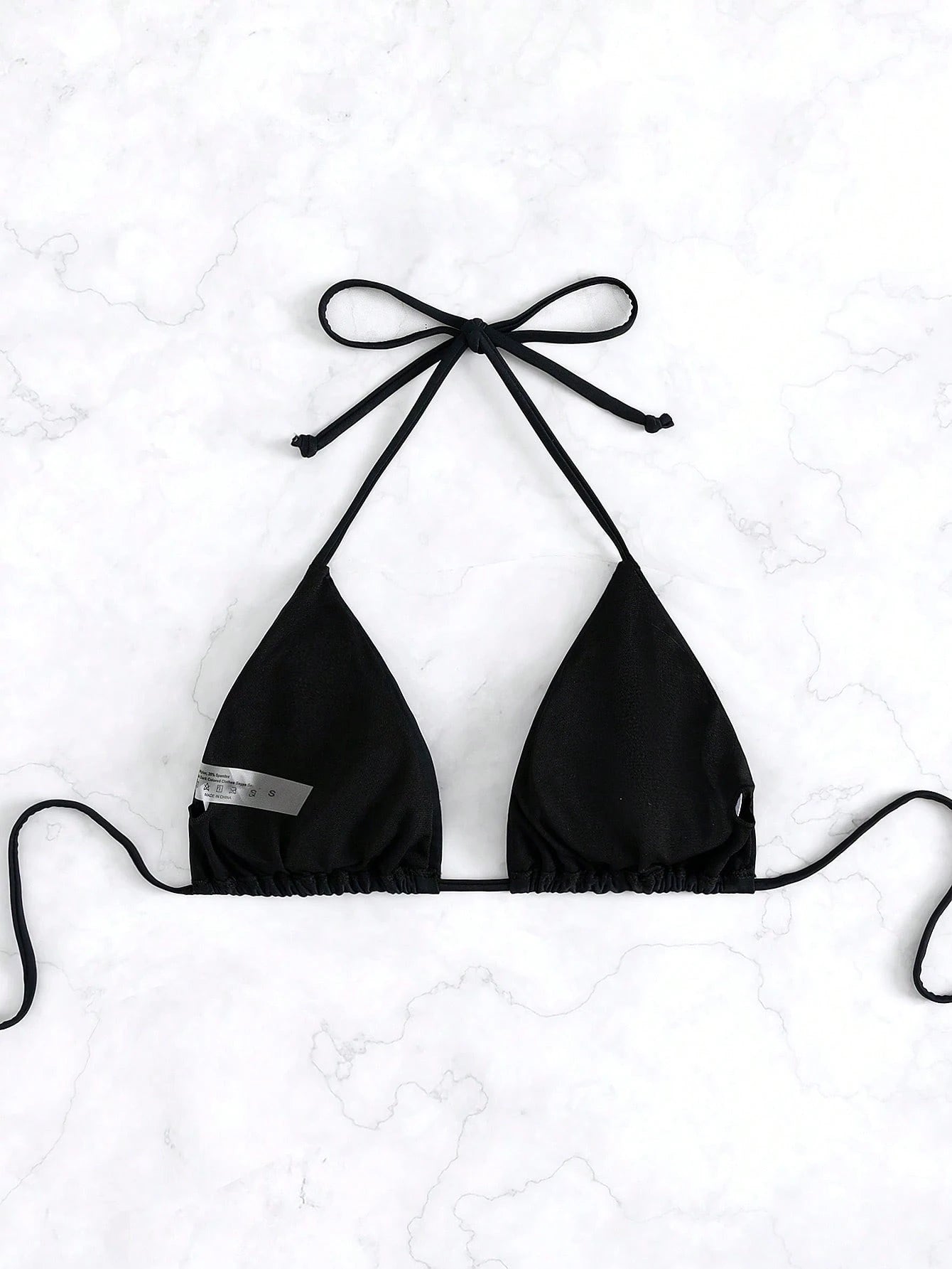 Swim Basics Summer Beach Solid Halter Triangle Bikini Top