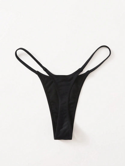 Swim Basics Summer Beach Solid Thong Bikini Panty