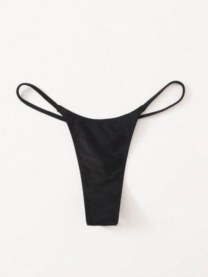 Swim Basics Summer Beach Solid Thong Bikini Panty