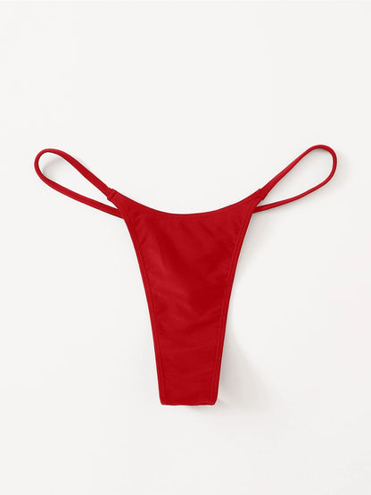 Swim Basics Summer Beach Solid Thong Bikini Panty