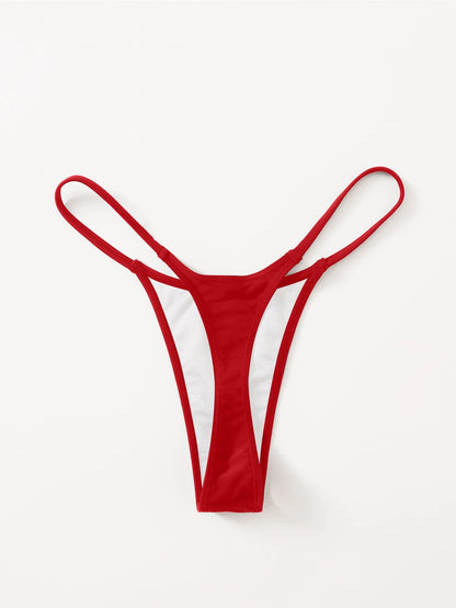 Swim Basics Summer Beach Solid Thong Bikini Panty