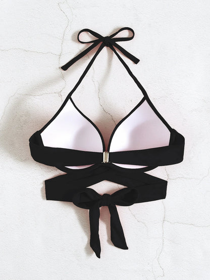 Swim Basics Summer Beach Wrap Push Up Bikini Top