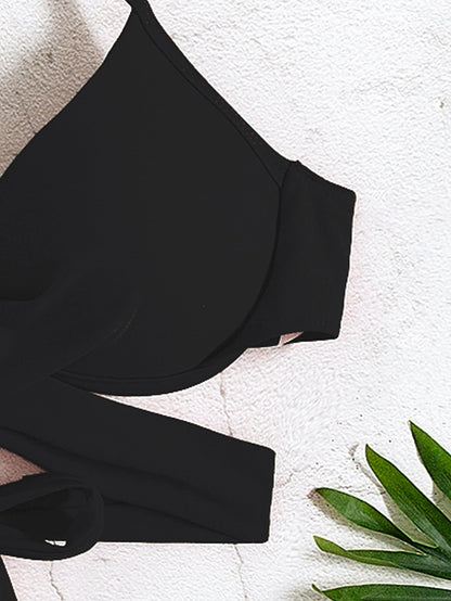 Swim Basics Summer Beach Wrap Push Up Bikini Top