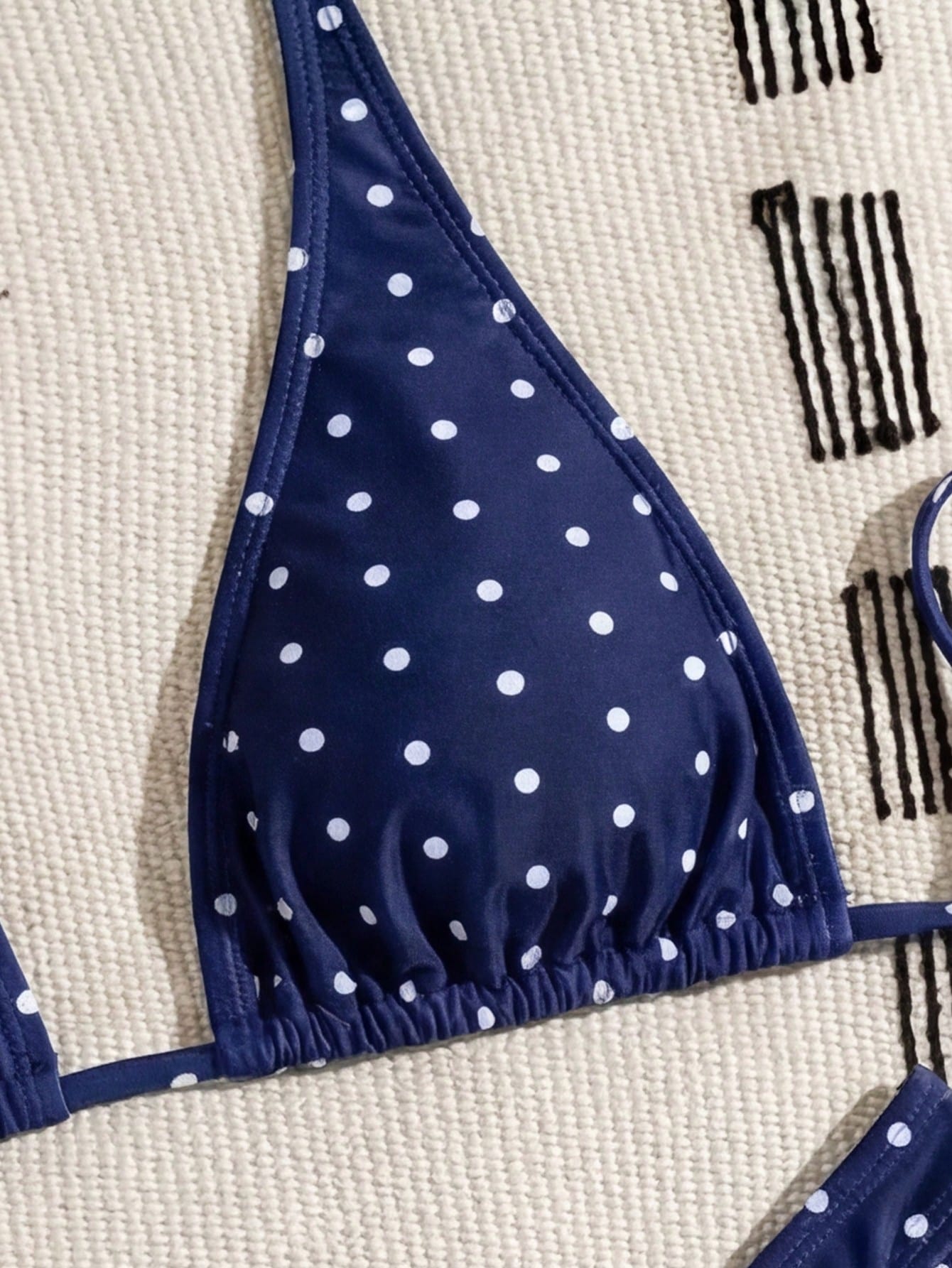 Swim Basics Women 2pcs/Set Polka Dot Printed Bikini Set, Black & White, Casual Resort Wear For Summer Beach Vacation