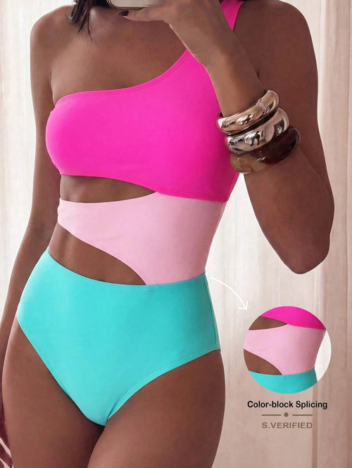 Swim Basics Women Colorblock One-Piece Swimsuit Summer