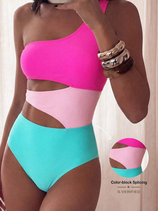 Swim Basics Women Colorblock One-Piece Swimsuit Summer