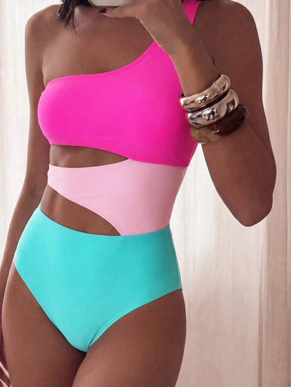 Swim Basics Women Colorblock One-Piece Swimsuit Summer