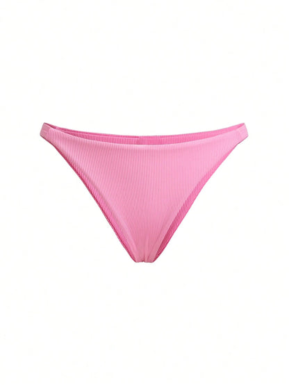 Swim Basics Women Pastel Pink Cute Double Drawstring Simple Bikini Bottom Swimwear, Spring/Summer New Vacation Beach Bikini Bottom