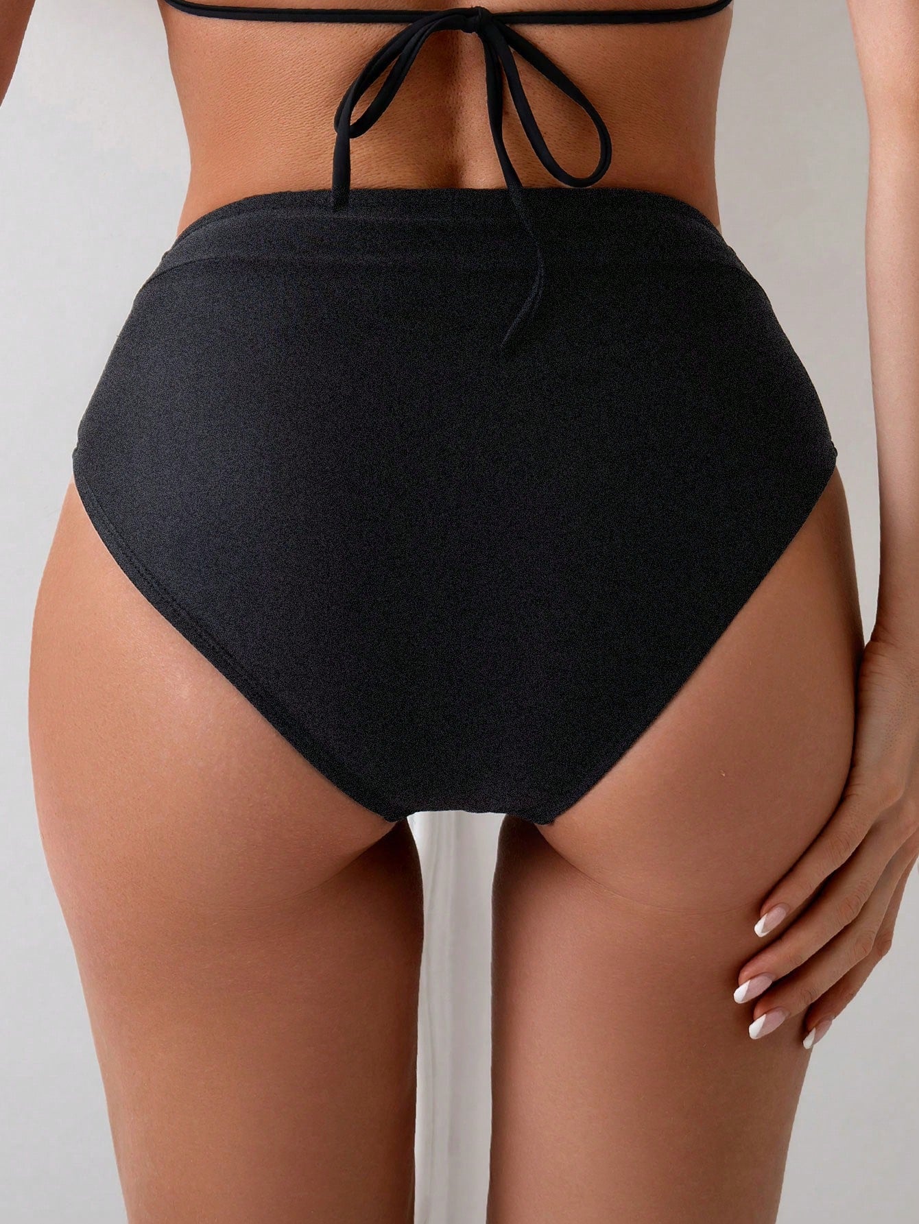 Swim Basics Women's Black High Waist Bikini Bottoms,Full Coverage Tummy Control Swimwear Bottom,Summer Casual Beach Party Holiday Holiday Bathing Suit Underwear
