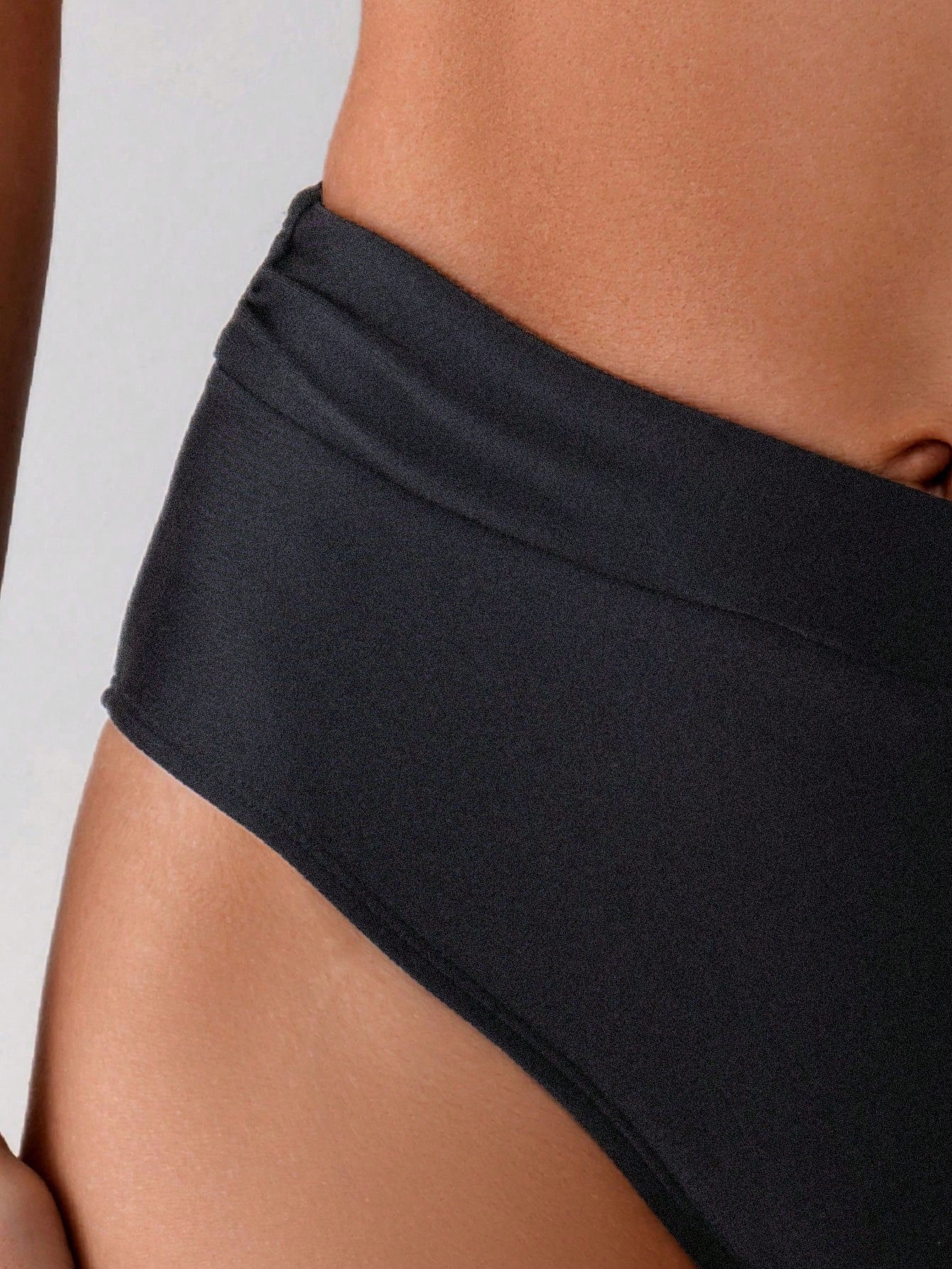 Swim Basics Women's Black High Waist Bikini Bottoms,Full Coverage Tummy Control Swimwear Bottom,Summer Casual Beach Party Holiday Holiday Bathing Suit Underwear