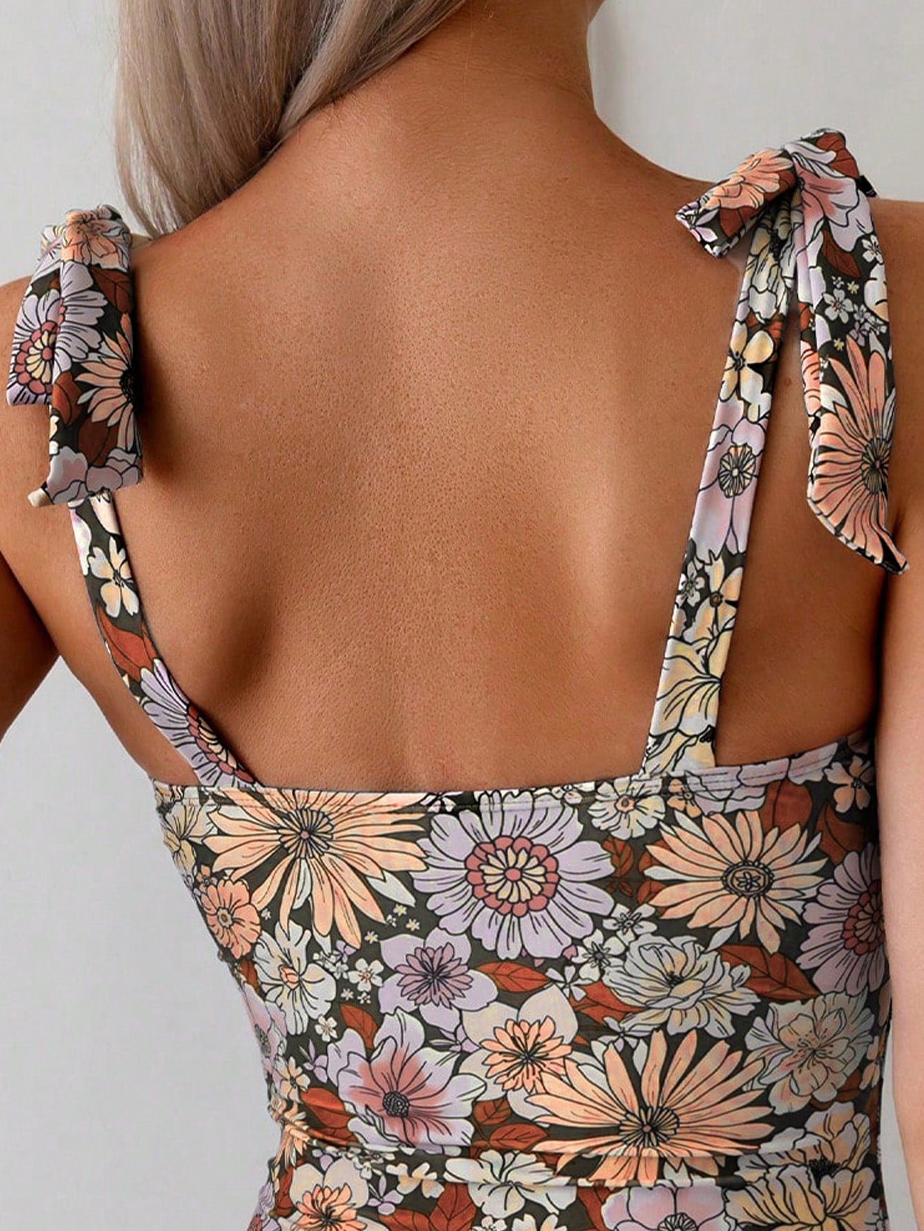Swim Basics Women's Fitted Floral All-Over Print Sleeveless Cutout Neck Summer Beach Dress