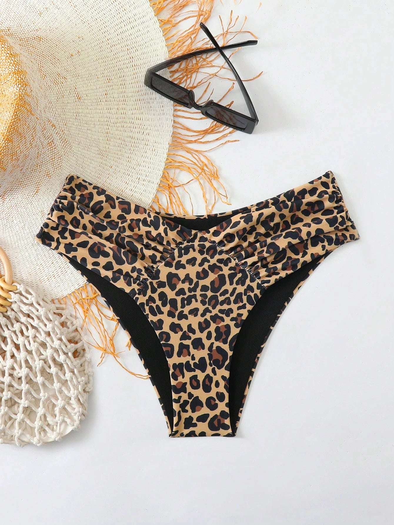Swim Basics Women's Leopard Print Bikini Bottom, Sexy Swimwear