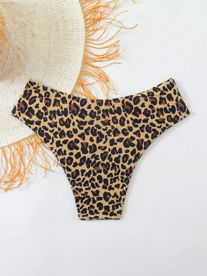 Swim Basics Women's Leopard Print Bikini Bottom, Sexy Swimwear
