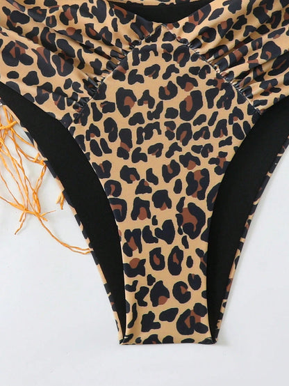 Swim Basics Women's Leopard Print Bikini Bottom, Sexy Swimwear