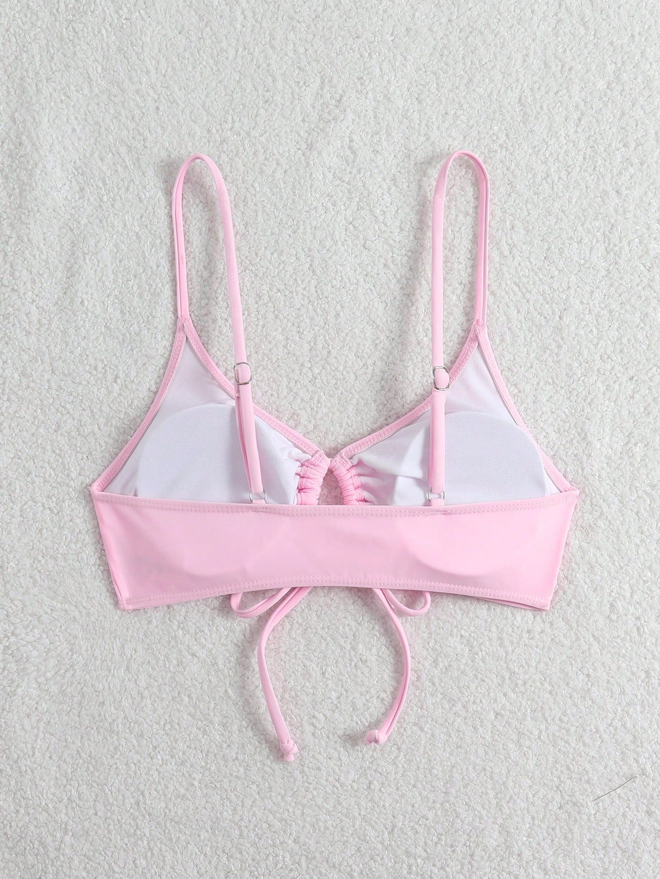 Swim Basics Women's Simple Solid Color Chest Tie Bikini Top, Beach Casual Vacation