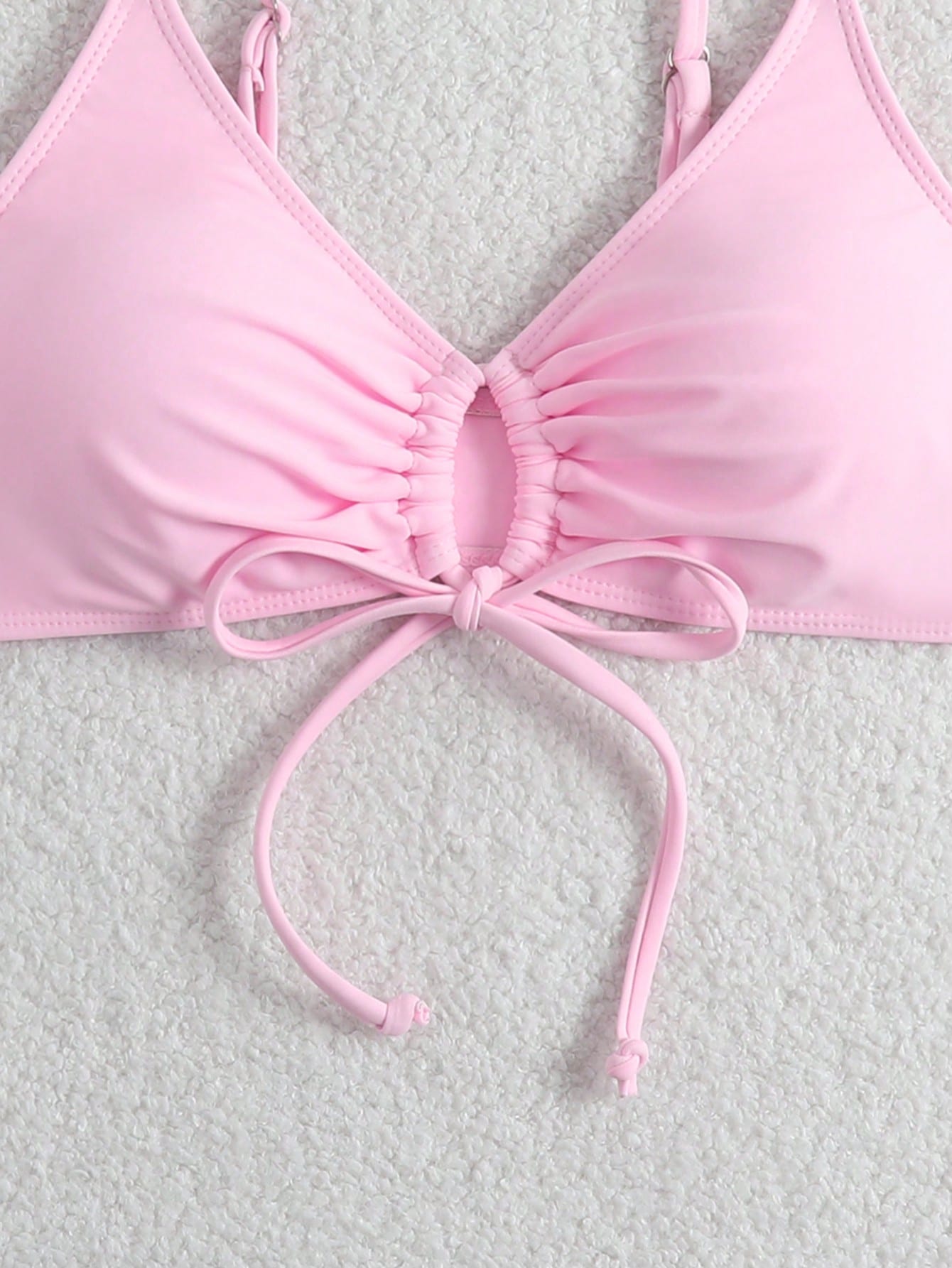 Swim Basics Women's Simple Solid Color Chest Tie Bikini Top, Beach Casual Vacation