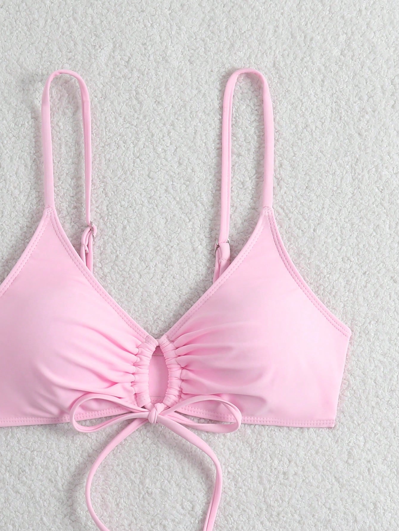 Swim Basics Women's Simple Solid Color Chest Tie Bikini Top, Beach Casual Vacation